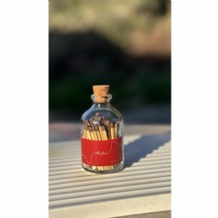 Dekoratif Cam Şişeli Kibrit, Kırmızı Etiketli